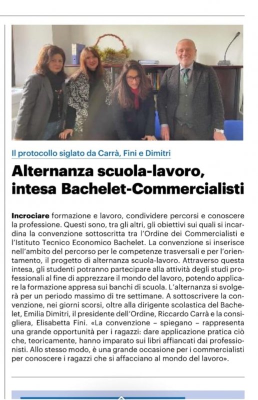 Istituto Bachelet di Ferrara - Protocollo d'Intesa
